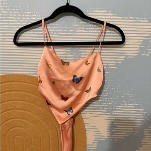 Forever 21 Peach Butterfly Crop Top